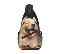 Golden Retriever Petit sac à bandoulière léger imprimé chiens chiots - Chic Cross Chest Bag avec sangle réglable, noir, Taille unique