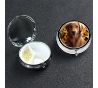 Golden Retriever - Pilulier portable en métal à 3 compartiments - Joli pilulier de voyage - Organisateur de vitamines pour sac à main, poche, cadeau de voyage