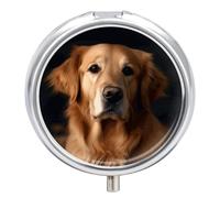 Golden Retriever Pilulier rond en métal avec 3 compartiments Portable Mini Médicament Médicaments Voyage Médicaments Tablette Tablette Organisateur