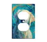 Golden Retriever Plaque de protection pour interrupteur, art animal turquoise pour décoration d'intérieur, plaques murales thermoplastique, prise duplex simple de taille standard