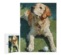 Golden Retriever Playing Golf Puzzle 1000 Pièces Educa Jouet en Bois Cadeau Unique Décoration Intérieure Jeu Éducatif Challenge Toy Adultes Et Enfants À Partir De 14 Ans 500 PCS
