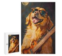 Golden Retriever Playing Guitar-1 Puzzle 1000 Pièces Educa Jouet en Bois Cadeau Unique Décoration Intérieure Jeu Éducatif Challenge Toy Adultes Et Enfants À Partir De 14 Ans 1000 PCS