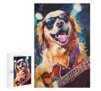 Golden Retriever Playing Guitar Puzzle 1000 Pièces Educa Jouet en Bois Cadeau Unique Décoration Intérieure Jeu Éducatif Challenge Toy Adultes Et Enfants À Partir De 14 Ans 1000 PCS