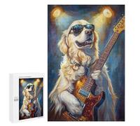 Golden Retriever Playing Guitar Puzzle 1000 Pièces Educa Jouet en Bois Cadeau Unique Décoration Intérieure Jeu Éducatif Challenge Toy Adultes Et Enfants À Partir De 14 Ans 1000 PCS