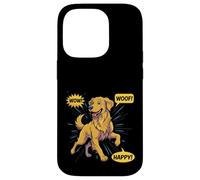Golden Retriever Pop Art Illustration de Bande dessinée Coque pour iPhone 14 Pro