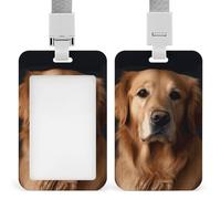Golden Retriever - Porte-badge avec cordon de suspension, cordon de séparation, étui de protection vertical pour carte d'identité, multi-usage pour bureau, enseignant, infirmière