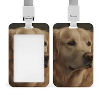 Golden Retriever - Porte-badge avec cordon de suspension, cordon de séparation, étui de protection vertical pour carte d'identité, multi-usage pour bureau, enseignant, infirmière