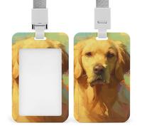 Golden retriever Porte Badge avec Fente Étui Vertical Porte-Cartes d'identité Pour École Bureau 6.8x11cm