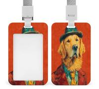 Golden Retriever Porte-badge rétractable avec chapeau Porte-carte Porte-carte Porte-nom pour le travail, le bureau, le médecin, l'infirmière