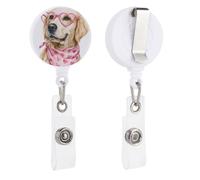 Golden Retriever Porte-badge rétractable avec clip pour carte d'identité pour médecin, infirmière, étudiant, employé de bureau
