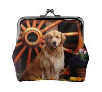 Golden Retriever Porte-monnaie portable en fibre de cuir pour femme, Noir , Taille unique, Pochette à monnaie