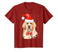 Golden Retriever Pull de Noël avec Bonnet de Père Noël pour Chien T-Shirt, Enfant, Canneberge, 2 Ans