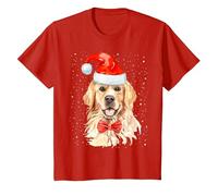 Golden Retriever Pull de Noël avec Bonnet de Père Noël pour Chien T-Shirt, Enfant, Rouge, 2 Ans