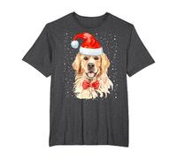 Golden Retriever Pull de Noël avec Bonnet de Père Noël pour Chien T-Shirt, Homme Grandes Tailles, Chiné Foncé, 2X Tall