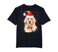 Golden Retriever Pull de Noël avec Bonnet de Père Noël pour Chien T-Shirt, Homme Grandes Tailles, Noir, 2X Tall