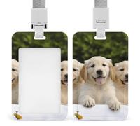 Golden Retriever Puppies Étui de protection en plastique rigide pour carte d'identité de bureau, cartes de crédit et cartes de proximité
