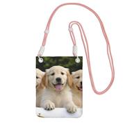 Golden Retriever Puppies Sac à bandoulière pour téléphone portable pour femme et homme - Mini sac à main imperméable pour téléphone portable avec sangle réglable - Pochette de voyage pour téléphone