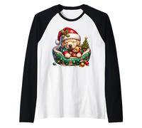 Golden Retriever Puppy in Christmas Dog Pajamas White Xmas Manche Raglan