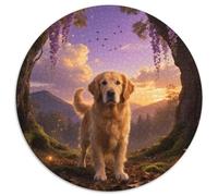 Golden Retriever, Puzzle 1000 Pièces en Format Rond Intégrantchien de Compagnie, De Complexité Moyenne, Parfait pour Toute La Famille Le Week-End 1000pcs (67.5x67.5cm)