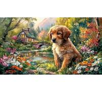 Golden-Retriever Puzzle 1000 pièces Papier recyclé Idée Cadeau Parfaite Jeu Stimulant pour Relaxation, créativité et Cadeaux pour Adultes 70x50/1000 pièces