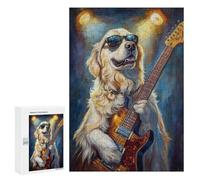 Golden Retriever Rock Star Puzzle 300 Pièces Educa Jouet en Bois Cadeau Unique Décoration Intérieure Jeu Éducatif Challenge Toy Adultes Et Enfants À Partir De 14 Ans 300 PCS