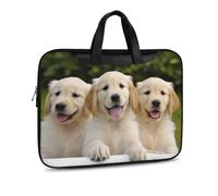 Golden Retriever Sac à bandoulière en cuir imprimé chiots pour homme et femme Sac à bandoulière pour voyage, bureau, ordinateur portable, Style noir, 37x28cm