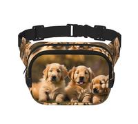 Golden Retriever Sac banane pour femme avec imprimé chiens chiots animaux domestiques Sac banane quotidien pour voyage, course à pied, chasse pour adulte, noir, One Size