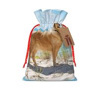 Golden Retriever Sac de Noël avec cordon de serrage et étiquette kraft 12 x 17 cm pour emballage de cadeaux d'Halloween