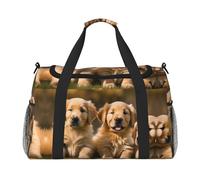 Golden Retriever Sac de sport avec imprimé chiens et chiots, noir, One Size