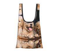 Golden Retriever Sac d'épicerie pliable réutilisable et léger pour les courses, les voyages, la plage, respectueux de l'environnement