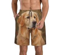 Golden Retriever Short de bain pour homme à séchage rapide avec poches et cordon de serrage, blanc, 3X-Large
