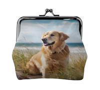 Golden Retriever sur la plage - Porte-monnaie compact pour femme avec serrure imperméable pour cadeaux de voyage, Noir , Taille unique, Sac à dos décontracté