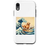 Golden Retriever Surfeur Surf Surf The Great Wave Coque pour iPhone XR