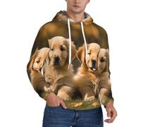 Golden Retriever Sweat à capuche pour homme avec imprimé chiens chiots animaux de compagnie chaud léger à porter au quotidien avec poches kangourou
