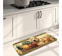 Golden Retriever Tapis de cuisine pour sol, thème récolte d'automne, tapis décoratif rembourré antidérapant pour éviers de cuisine et buanderie 40,6 x 119,4 cm