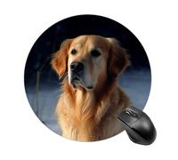 Golden Retriever - Tapis de souris rond à glissement lisse, tapis de souris de jeu extra densité, portable et confortable, pour bureau, maison, bureau, 20 x 20 cm