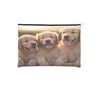 Golden Retriever Trousse à maquillage réutilisable en papier imperméable et légère pour voyage, école et usage quotidien Motif imprimé complet pour femmes, étudiants, écologistes, Noir , Taille unique