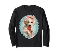 Golden Retriever Valentine Chien avec cœur Coquette Vintage Manche Longue