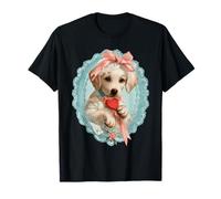 Golden Retriever Valentine Chien avec cœur Coquette Vintage T-Shirt