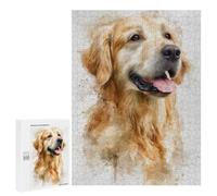 Golden Retriever Watercolor Art Print Puzzle 1000 Pièces Educa Jouet en Bois Cadeau Unique Décoration Intérieure Jeu Éducatif Challenge Toy Adultes Et Enfants À Partir De 14 Ans 500 PCS
