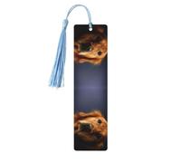 Golden Retriever1 Lot de 5 marque-pages en bois avec pompons, marque-pages de lecture, cadeaux pour homme et femme