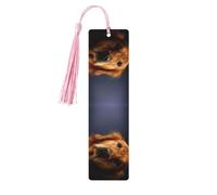 Golden Retriever1 Lot de 5 marque-pages en bois avec pompons, marque-pages de lecture, cadeaux pour homme et femme