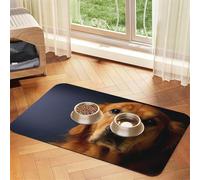 Golden Retriever1 Tapis d'alimentation en cuir PU pour chiens et chats Tapis absorbant antidérapant en caoutchouc