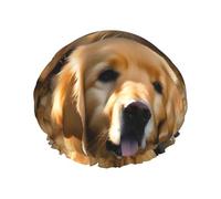 Golden Retrievers Bonnet de douche imprimé élastique, réutilisable pour cheveux longs, grand bonnet de douche imperméable, pour femmes, hommes, enfants