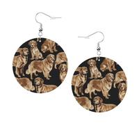 Golden Retrievers Boucles d'oreilles rondes en cuir pour femme, taille unique, Simili cuir