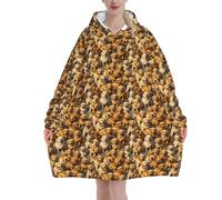 Golden Retrievers - Couverture à capuche surdimensionnée douce et chaude - Cadeau d'hiver pour adultes - Pour Noël, Noir , 320g flannel