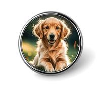 Golden Retrievers Épinglette ronde fantaisie pour femme - Boutons et épingles en métal - Jolie broche rétro - Épingles de sac à dos pour chapeau, sacs à dos, cravate, costume de fête de mariage