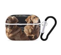 Golden Retrievers Étui de protection antichoc pour Airpods Pro avec mousqueton anti-chute pour Airpods Pro 2ème génération, blanc