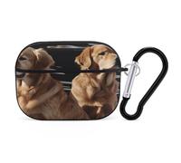Golden Retrievers Étui de protection antichoc pour Airpods Pro avec mousqueton anti-chute pour Airpods Pro 2ème génération, noir