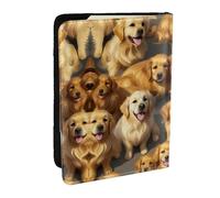 Golden Retrievers Étui portefeuille pour passeport pour cartes et documents, Noir , Taille unique